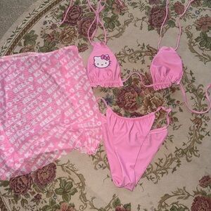 Pink Hello Kitty Bikini Set with Cover-Up